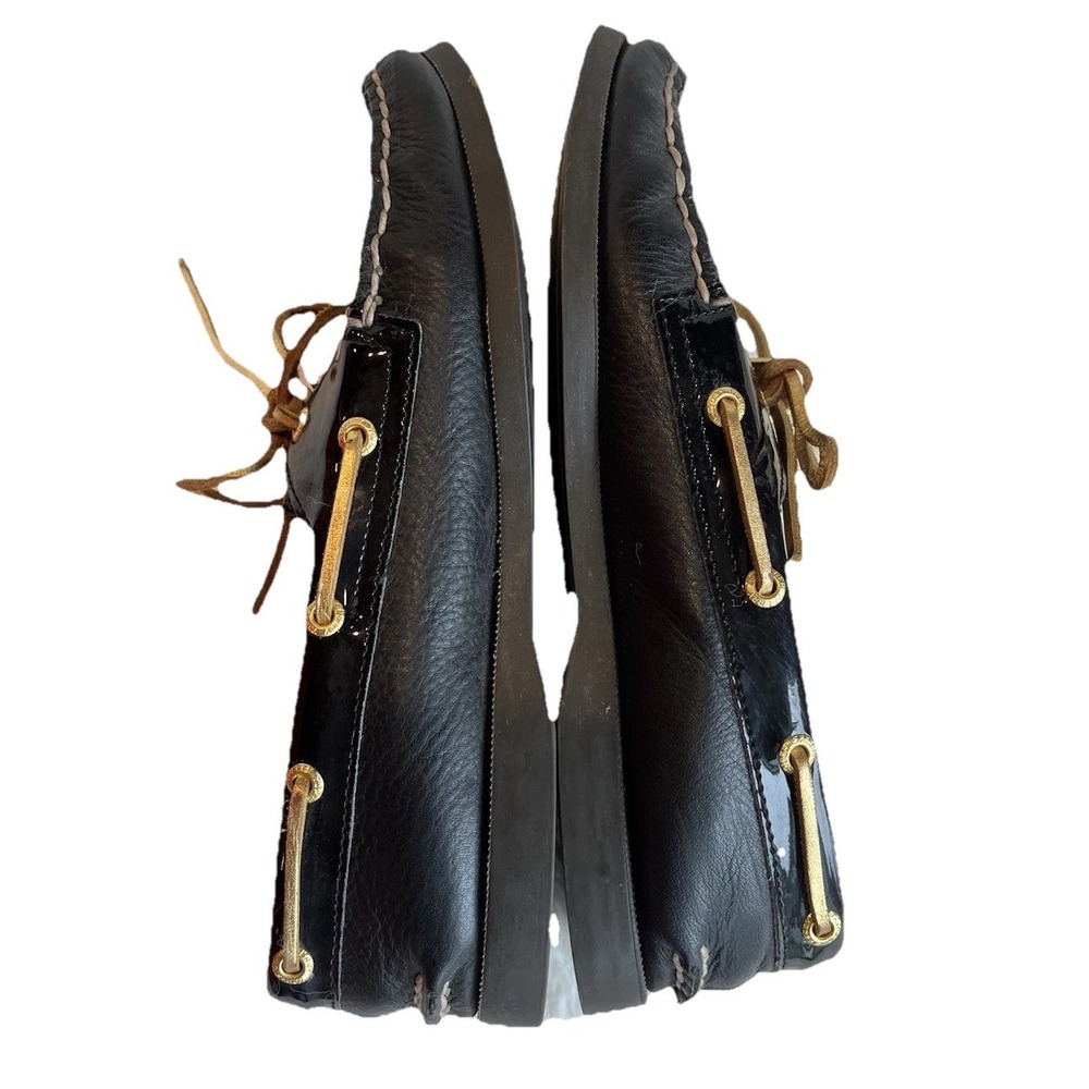 Sperry Top Sider Womens Black Sparkle Patent Leather Boat Shoes SZ  6 Preppy Y2K - Picture 8 of 8